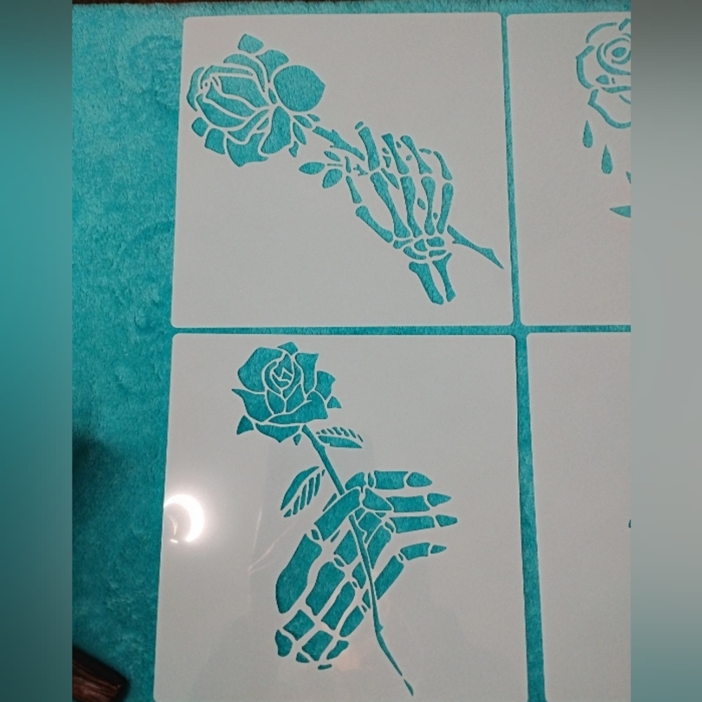 Skeleton Hand Rose Stencil Set